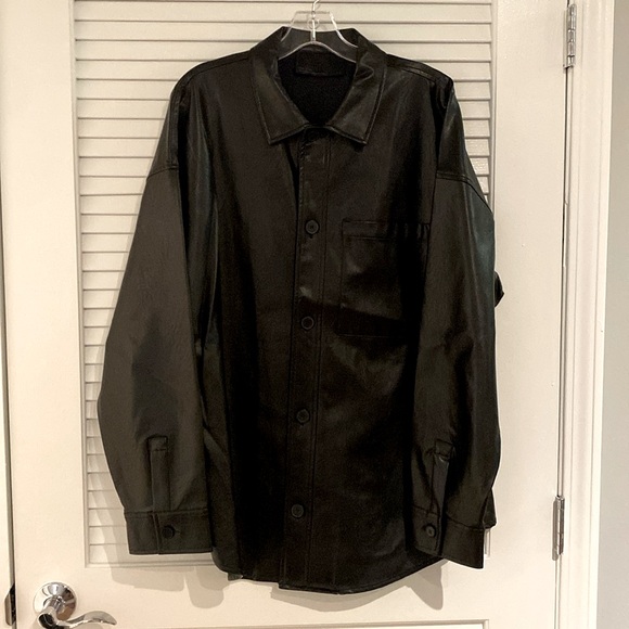 Oak+Fort VEGAN LEATHER SHIRT JACKET - Picture 2 of 6